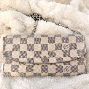 Authentic Louis Vuitton Damier Azur wallet with chain insert